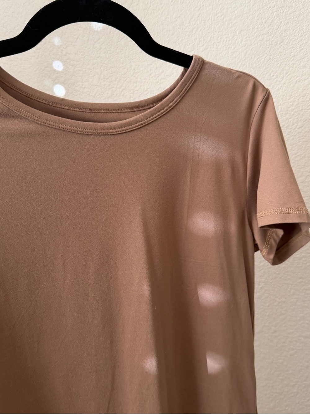 Women's Crew Neck Short Sleeve Top - Nude Brown